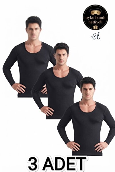 Tutku 3-Pack Black Men's Thermal Undershirt Long Sleeve Underwear Top - Custo...