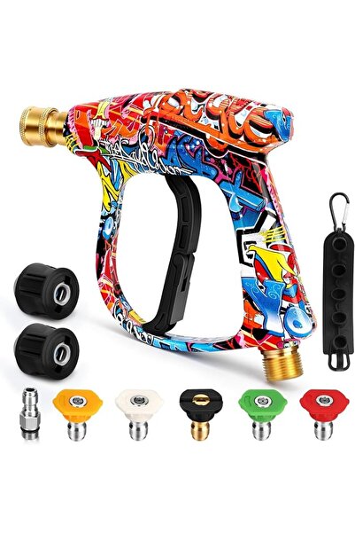 KASTWAVE Short Pressure Washer Gun, 5 Spray Nozzles & 2 Hose Connectors – 400...