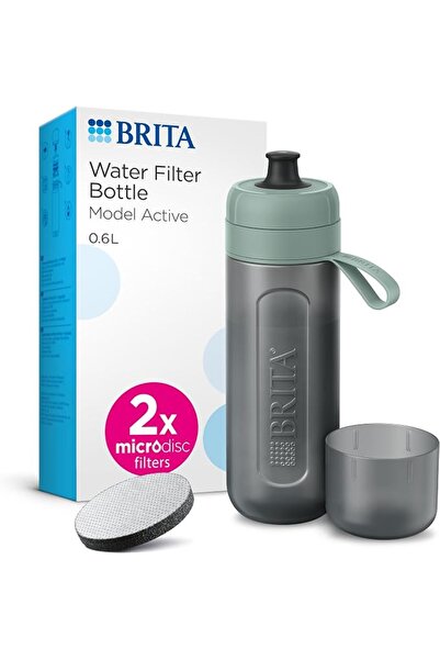 BRITA Sports Water Filter Bottle Model Active Dark Green (600 ml) - Includes ...