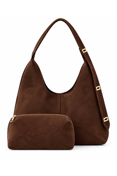 Neli Elegant Women's Suede Gold Detailed Bag