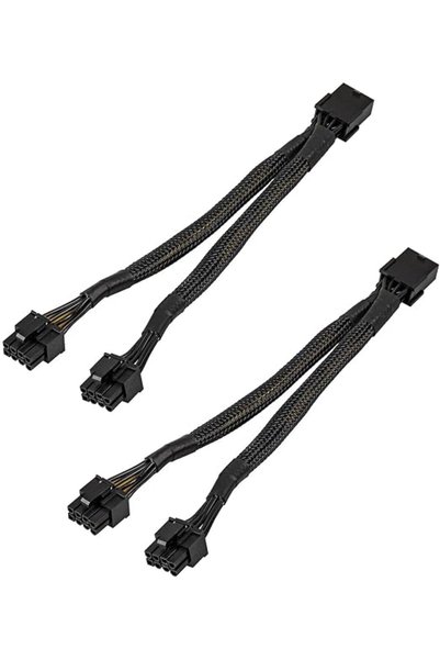 X SPRING كابلات PCIe ذات 8 رؤوس، عبوة من قطعتين، بطول 20 سم، سلك تمديد طاقة م...