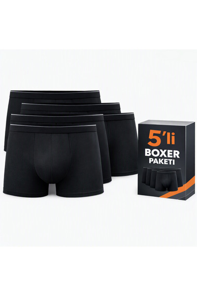 Erkek Siyah Boxer İç Çamaşırı – Rahat Günlük ve Spor Kullanım