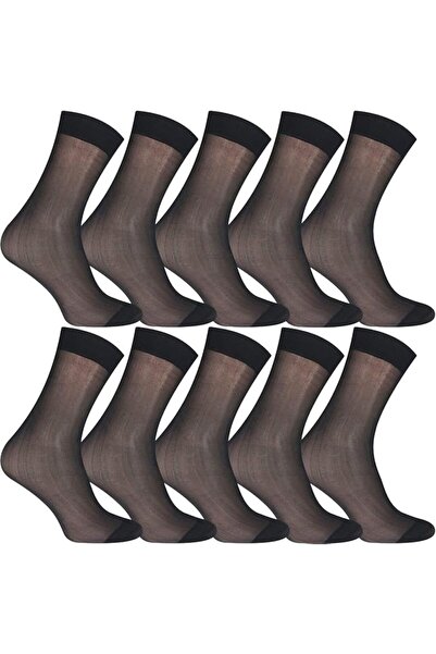 GENERAL 10 Pairs Mens Ultra Thin Dress Socks Silk Sheer Business Socks Soft N...