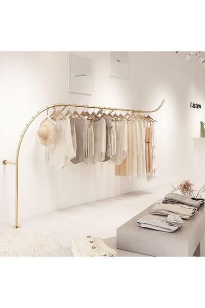 Generic Heavy Duty Gold Wall Mounted Garment Rack Creative Arc Display Stand ...