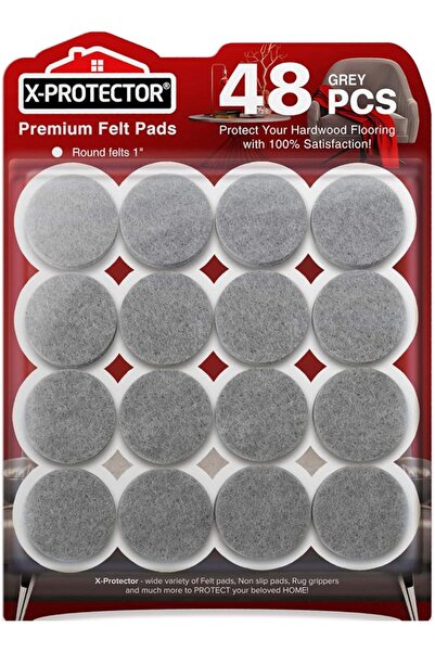 X-Protector Black Felt Furniture Pads - 48pcs for Wood Floors
