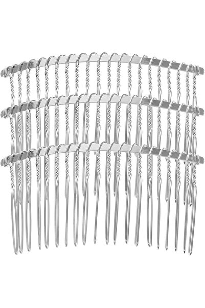 GENERAL Mobestech 3 Pcs Silver Metal Hair Combs with 20 Teeth Wire Clip for B...