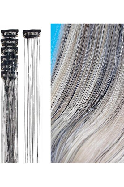 Tazweeq 6 Pcs Hair Tinsel Clips, 20.5 Inch Glitter Tinsel Hair Extensions, Sh...