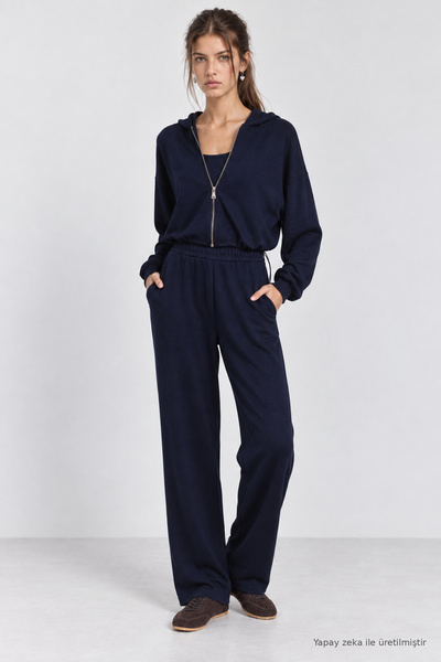 Lovelyİstanbul 3-Piece Modal Top and Bottom Set Lby0101 Dark Blue