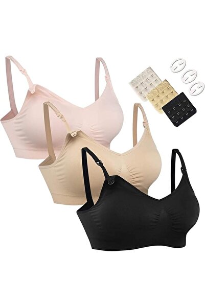 GENERAL HOFISH 3PACK Full Bust Seamless Nursing Maternity Bras Bralette S-XXL...