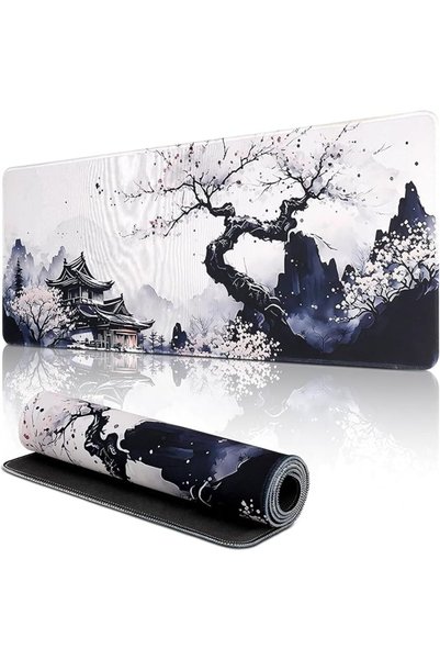 YRQX Japanese Sakura Gaming Mouse Pad, Anime Keyboard Mat with Non-Slip Rubbe...