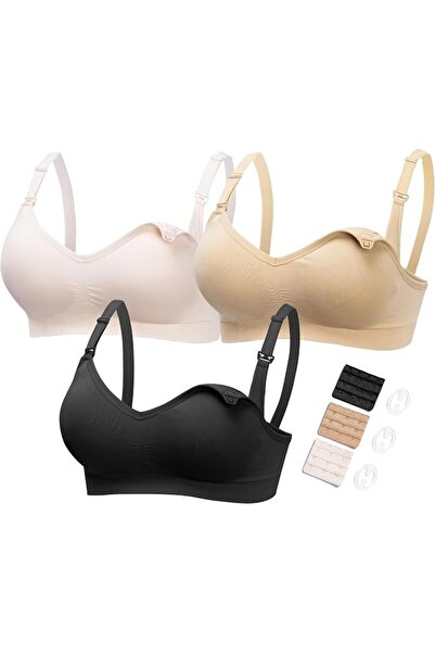 GENERAL HOFISH 3PACK Full Bust Seamless Nursing Maternity Bras Bralette S-XXL...