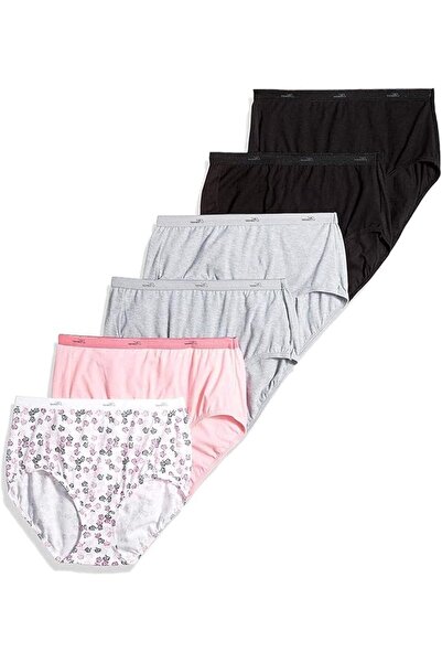 HANES سراويل داخلية نسائية قطنية مريحة PP40 - عبوة من 6 قطع