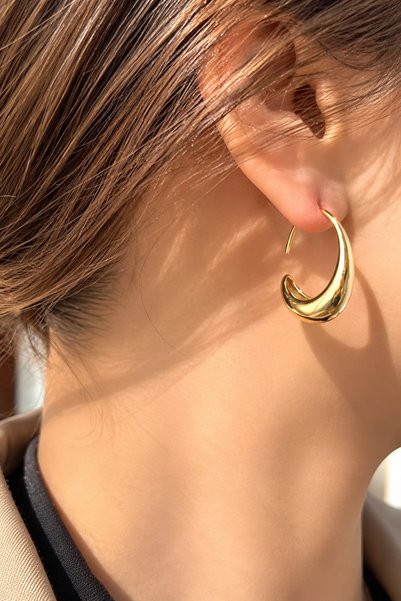 ATALYA ACCESSORY أقراط نسائية مقوسة - أقراط فولاذية بسيطة