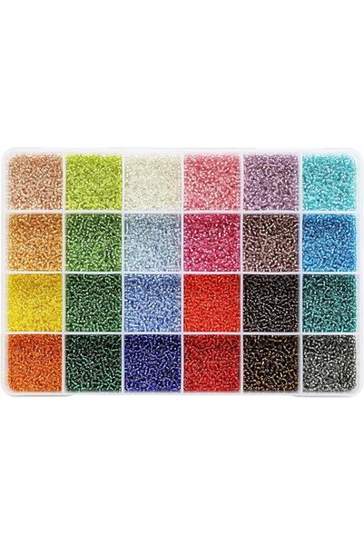 GENERAL 2mm Sliver Lined Glass Seed Beads About 24000pcs,12/0 Small Craft Bea...