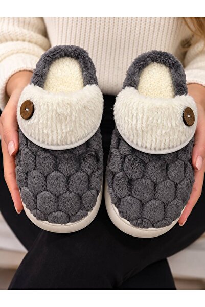 PLN SHOES Women's Comfortable Lightweight Button Detailed High Eva Sole Plush...