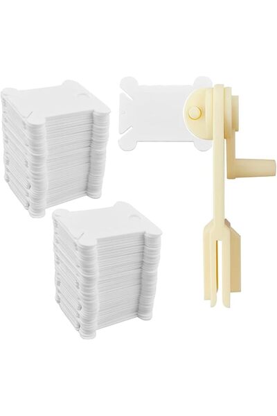 GENERAL 120 Pcs Plastic Floss Bobbins with 1 Pcs Bobbin Winder (White) for Cr...