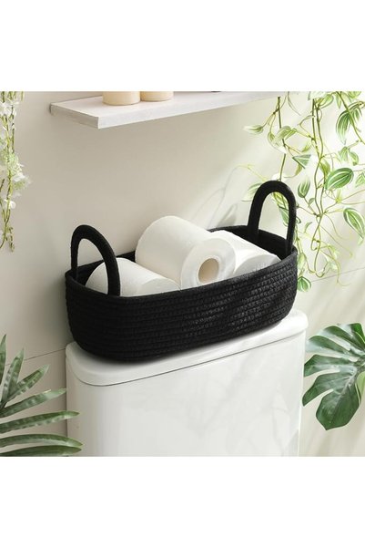 GENERAL Toilet Paper Basket for Back of Toilet Bathroom Organizer for Toilet ...