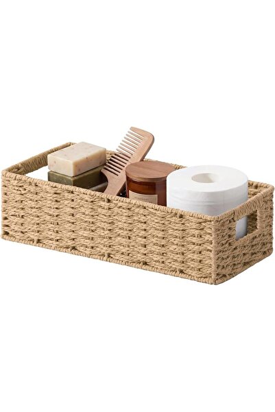 StorageWorks Toilet Paper Basket, Orange Round Paper Rope Baskets for Bathroo...
