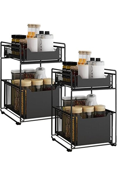Generic 2-Tier Under-Sink with Sliding Drawers Kitchen Storage Solution Pull-...