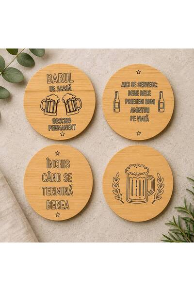 OEM Set de 4 suporturi de pahare din bambus