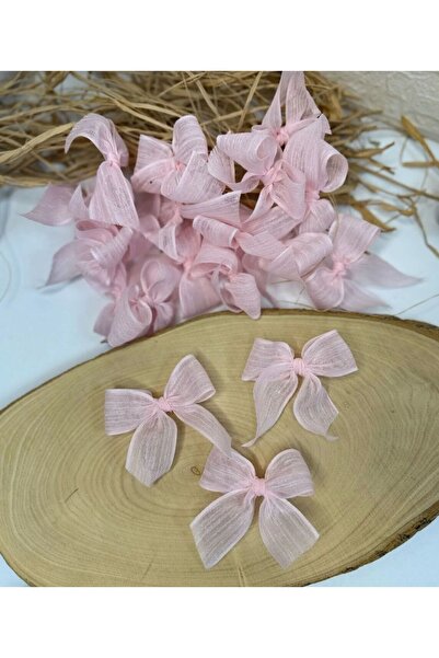 Pembe Keten Kurdele Fiyonk - 25 Adet