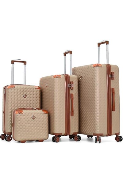 Titan Hard Trolley Bag Set 3 Pieces+Makeup (4 Piece Set,) (SILVER) Trolley Ba...