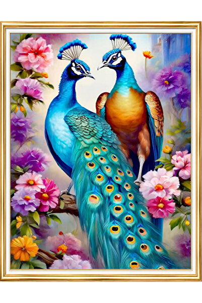 LİVA CRAFT Art & Craft مجموعة ألغاز الرسم الماسي، اثنان من الطاووس بين الزهور...