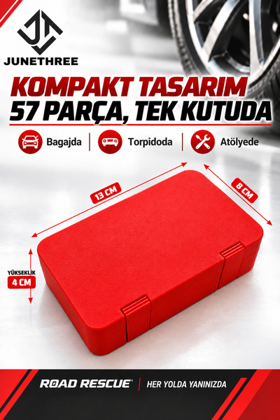 JuneThree 57 Parça Sibop Tamir Seti - TR414 Lastik Sibobu - Sibop Kapağı - Sibop İğnesi ve Sibop Sökme Tornavidası Kutulu Set