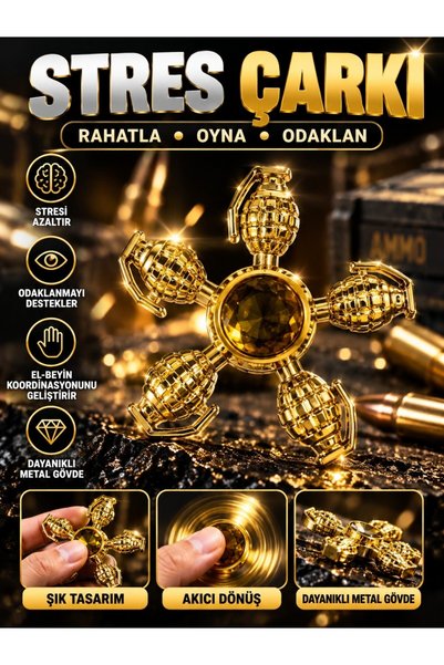 VEROXA Metal Stres Çarkı Fidget Spinner – Rulmanlı Sessiz Dönüş, Ergonomik Ta...