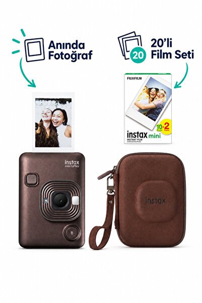 Fujifilm Instax mini LiPlay Deep Bronze Fotoğraf Makinesi 20'li Film ve Çanta Hediye Seti