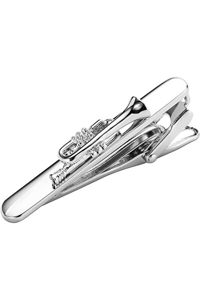 GENERAL Men's Silver Tie Clip, Stainless Steel Trumpet Tie Clip Tie Clips for...