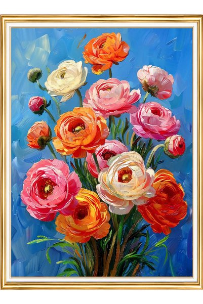 LİVA CRAFT Art & Craft Diamond painting puzzle kit, wedding flowers on blue b...