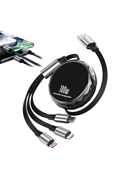 Generic TONGLUO 100w Multi Charger Cord Fast Charging, 3 in 1 Retractable Cha...