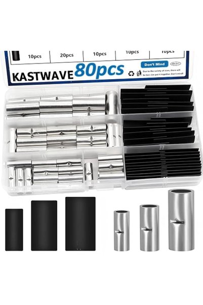 KASTWAVE 80 قطعة من أنابيب الانكماش الحراري مقاس 4 و6 و8 AWG، مجموعة موصلات غ...