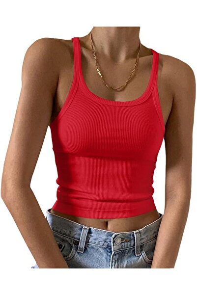 GENERAL Artfish Women's Sleeveless Tank Top Form Fitting Scoop Neck Ribbed Kn...
