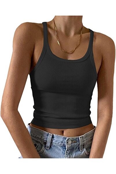 GENERAL Artfish Women's Sleeveless Tank Top Form Fitting Scoop Neck Ribbed Kn...