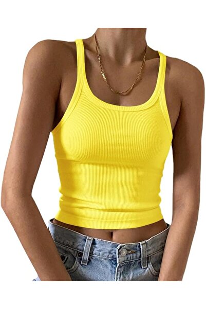GENERAL Artfish Women's Sleeveless Tank Top Form Fitting Scoop Neck Ribbed Kn...