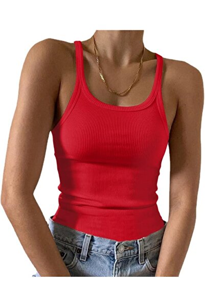 GENERAL Artfish Women's Sleeveless Tank Top Form Fitting Scoop Neck Ribbed Kn...