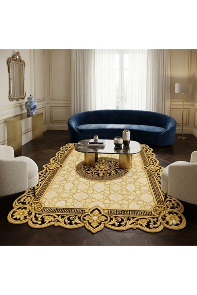 LovisaHome Pembe Etnik Geometrik Yıkanabilir Dijital Baskı Dekoratif Halı