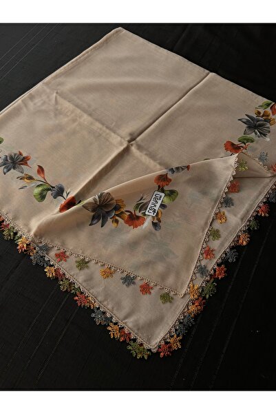 REYYAN Бродирана иглена бродерия в цвят на приготвено кафе, квадратна, 100x10...