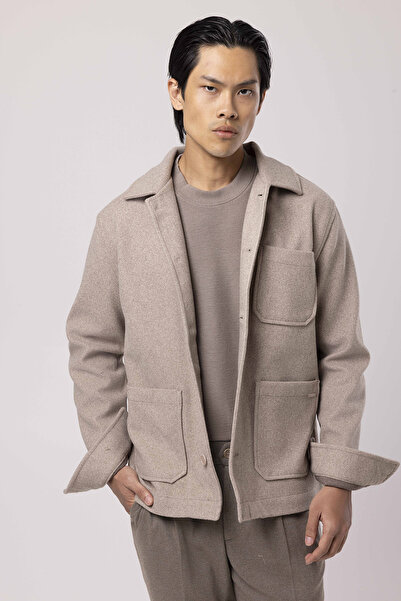 Erkek Düğmeli Cepli Jacket U05067 Bej