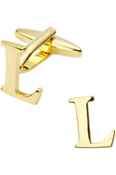 GENERAL Initial Gold Cufflinks for Men – Stainless Steel Monogram Letter Cuff...