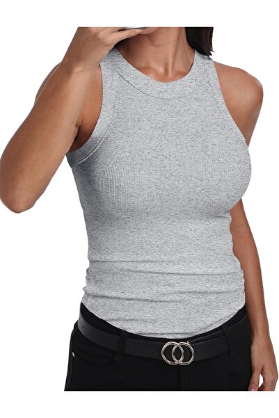 GENERAL GEMBERA Womens Sleeveless Racerback High Neck Casual Basic Cotton Rib...