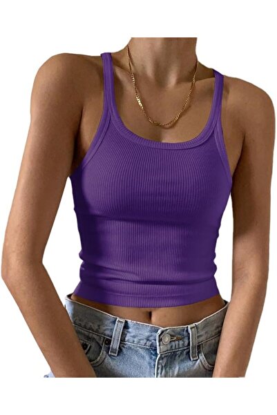 GENERAL Artfish Women's Sleeveless Tank Top Form Fitting Scoop Neck Ribbed Kn...