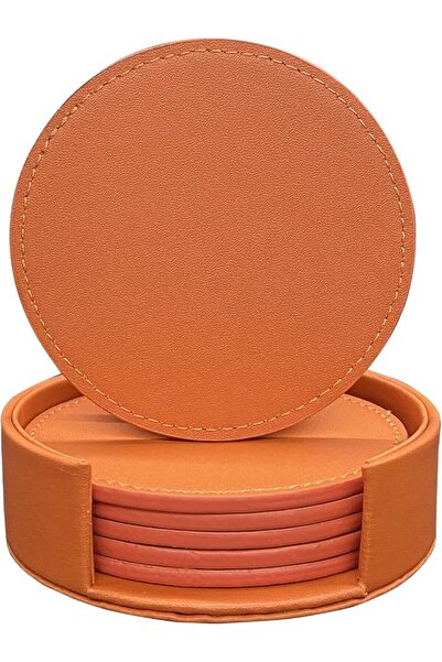 GENERAL Set of 6 Leather Coasters for Tabletop Protection from Spills, Durabl...