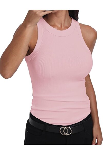 GENERAL GEMBERA Womens Sleeveless Racerback High Neck Casual Basic Cotton Rib...