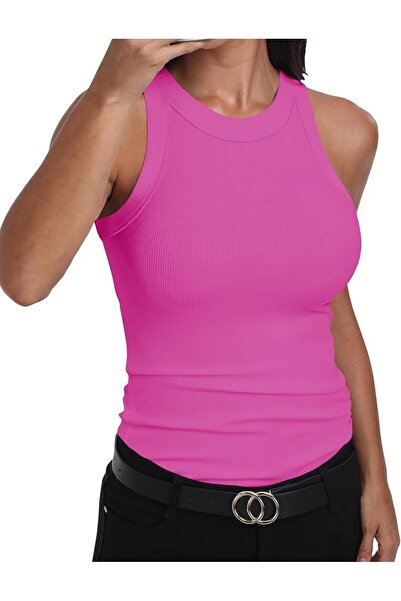 GENERAL GEMBERA Womens Sleeveless Racerback High Neck Casual Basic Cotton Rib...