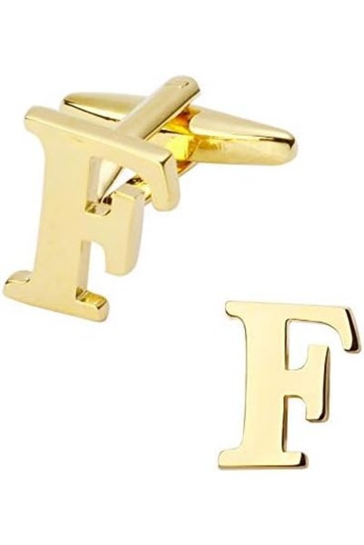 GENERAL Initial Gold Cufflinks for Men – Stainless Steel Monogram Letter Cuff...