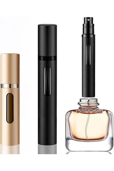 Tazweeq طقم بخاخ عطر قابل لإعادة التعبئة من قطعتين، زجاجة سفر سوداء سعة 10 مل...
