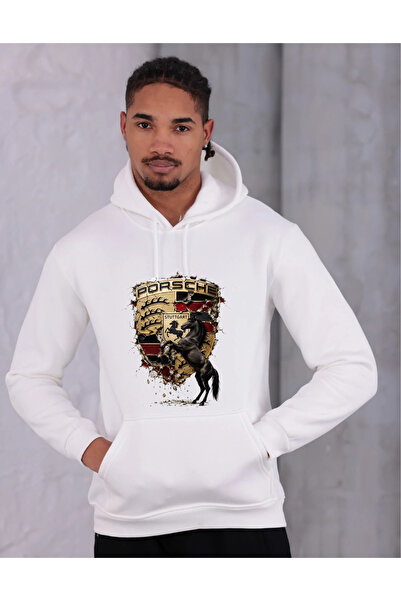 Beyaz Unisex pamuklu dtf baskılı Kapüşonlu Sweatshirt